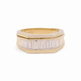 14K Yellow Gold Fashion Men's Ring with CZ / Size: 10 / Weight: 7.6 GR / KEEMR4FS-14