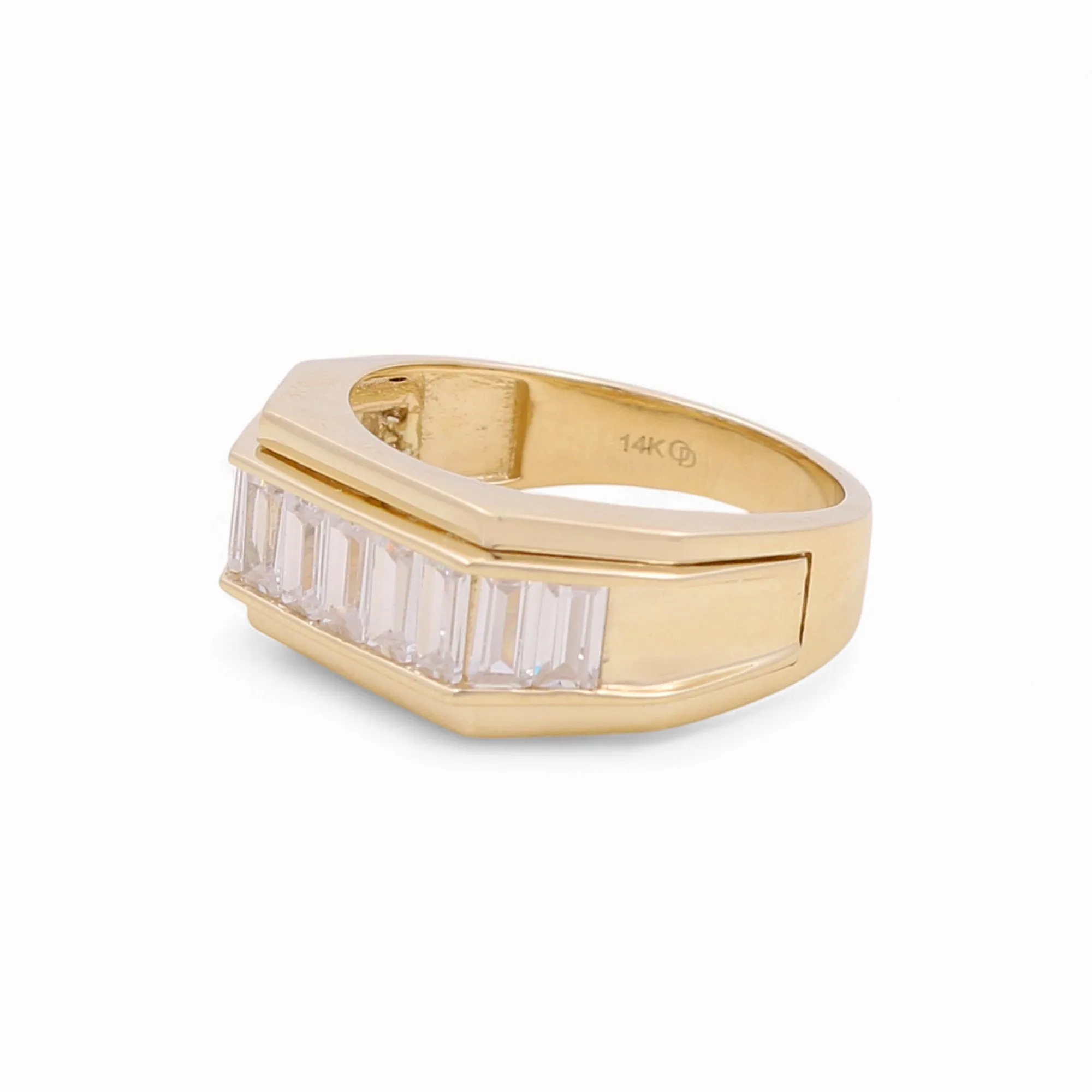 14K Yellow Gold Fashion Men's Ring with CZ / Size: 10 / Weight: 7.6 GR / KEEMR4FS-14