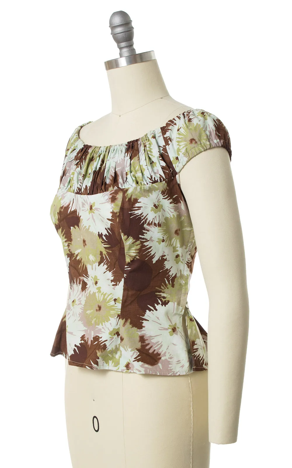 1950s Floral Blouse & Two Skirts Playsuit Set | small