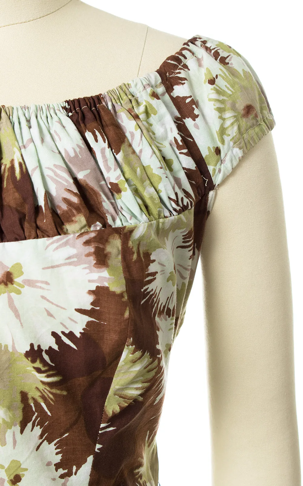 1950s Floral Blouse & Two Skirts Playsuit Set | small