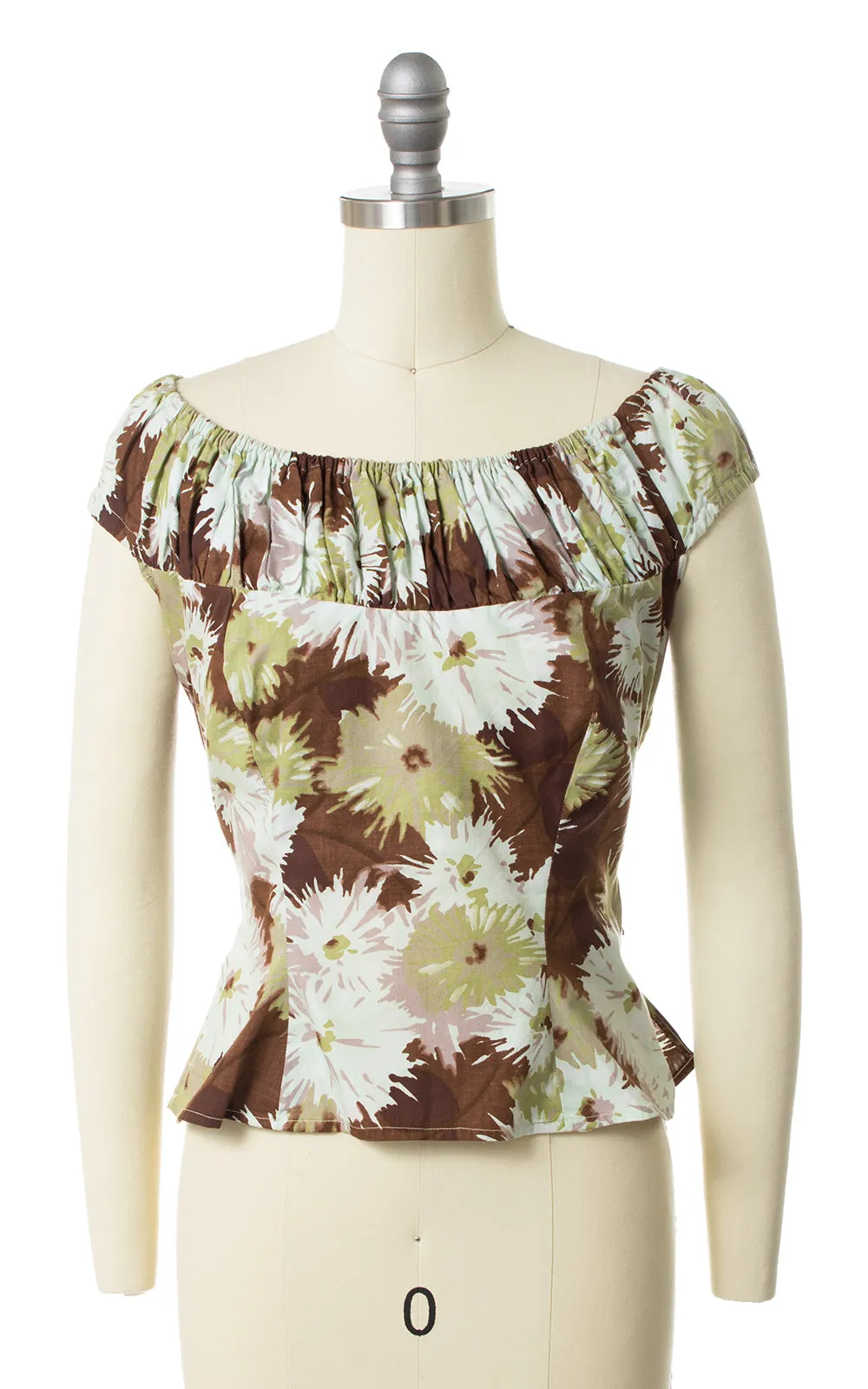 1950s Floral Blouse & Two Skirts Playsuit Set | small