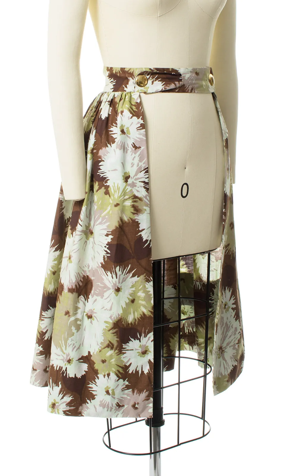 1950s Floral Blouse & Two Skirts Playsuit Set | small