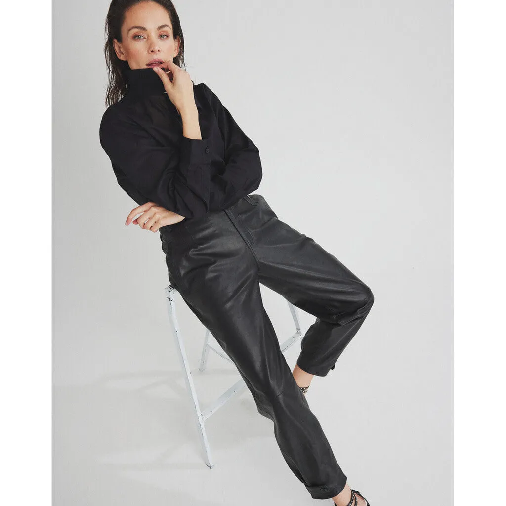 Becca HW Leather pants in ankel length / 51108 - Black (Nero)