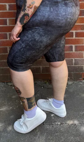 Black Acid Wash Super Soft Cycling Shorts
