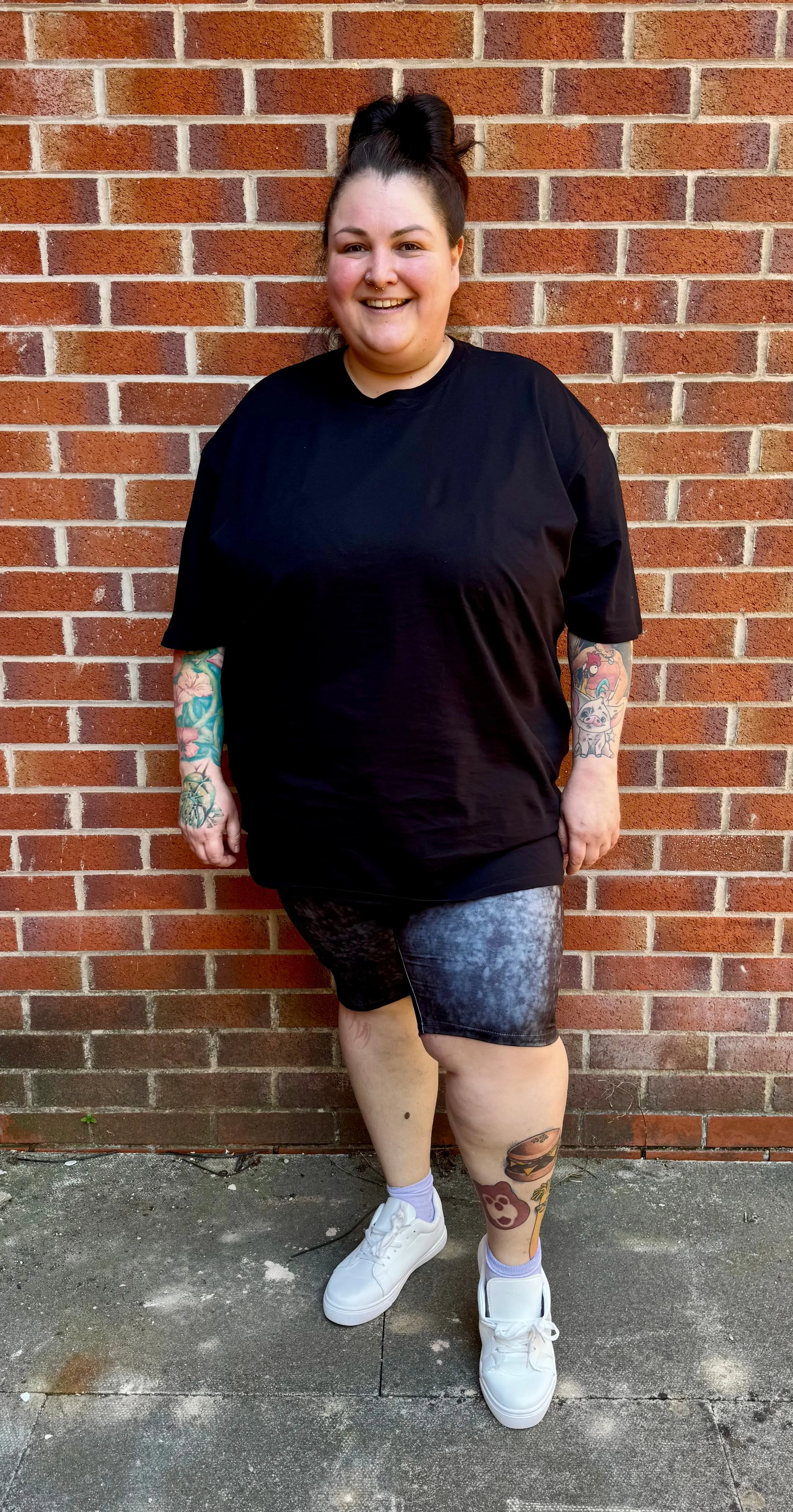 Black Acid Wash Super Soft Cycling Shorts