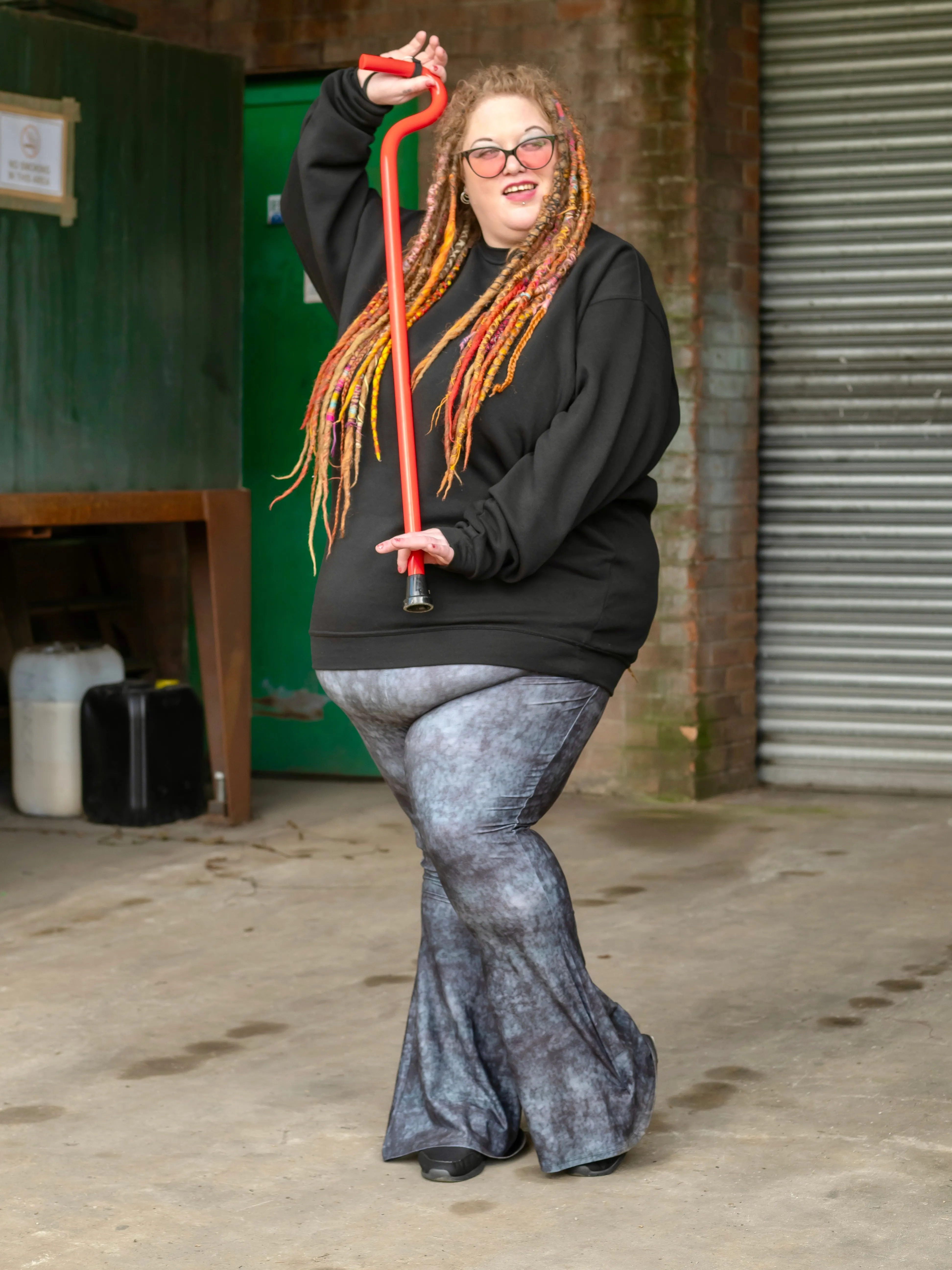 Black Acid Wash Super Soft Pull On Flares