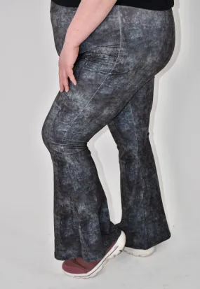 Black Acid Wash Super Soft Pull On Flares