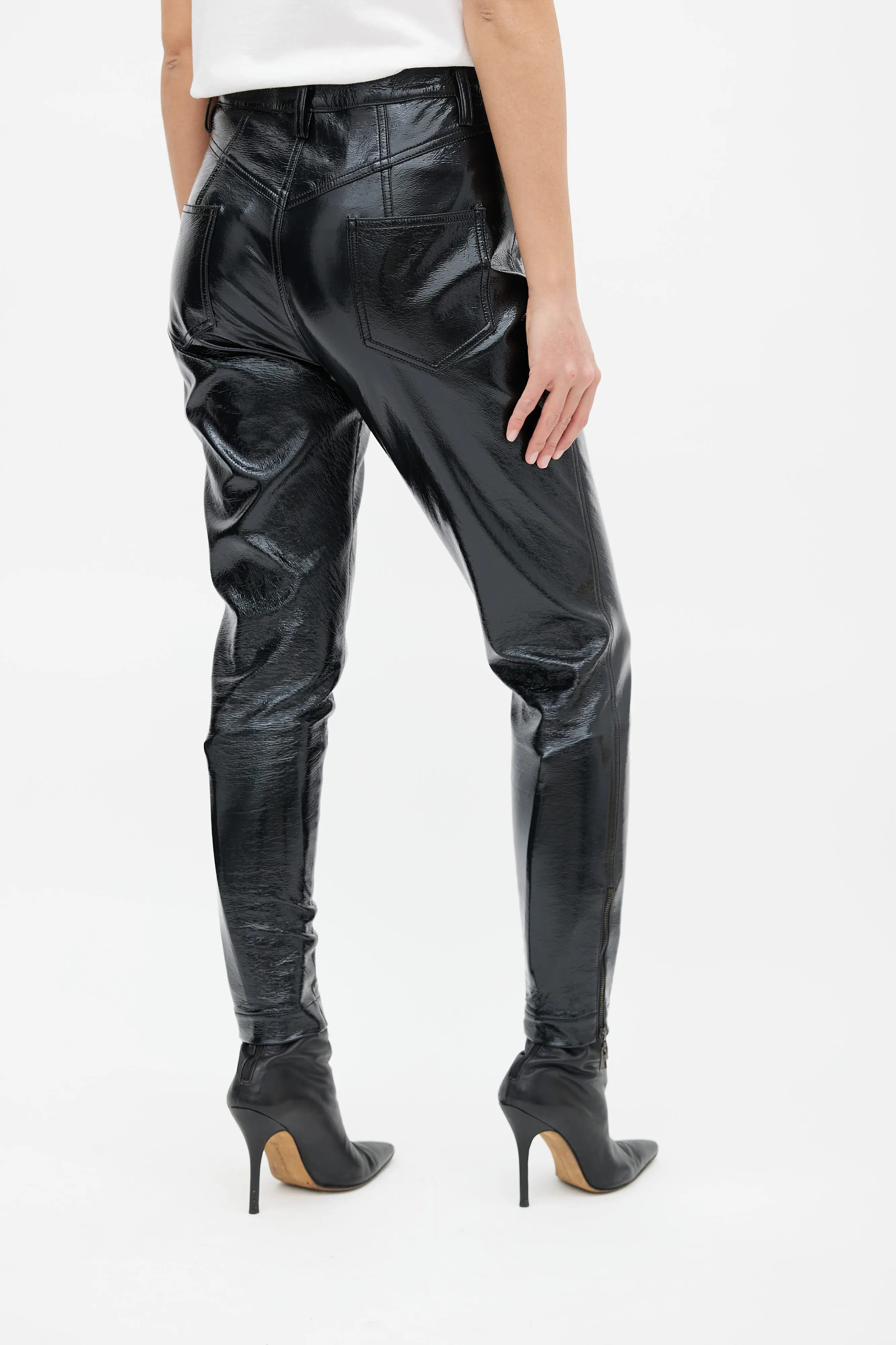 Black Crinkled Vinyl Pant