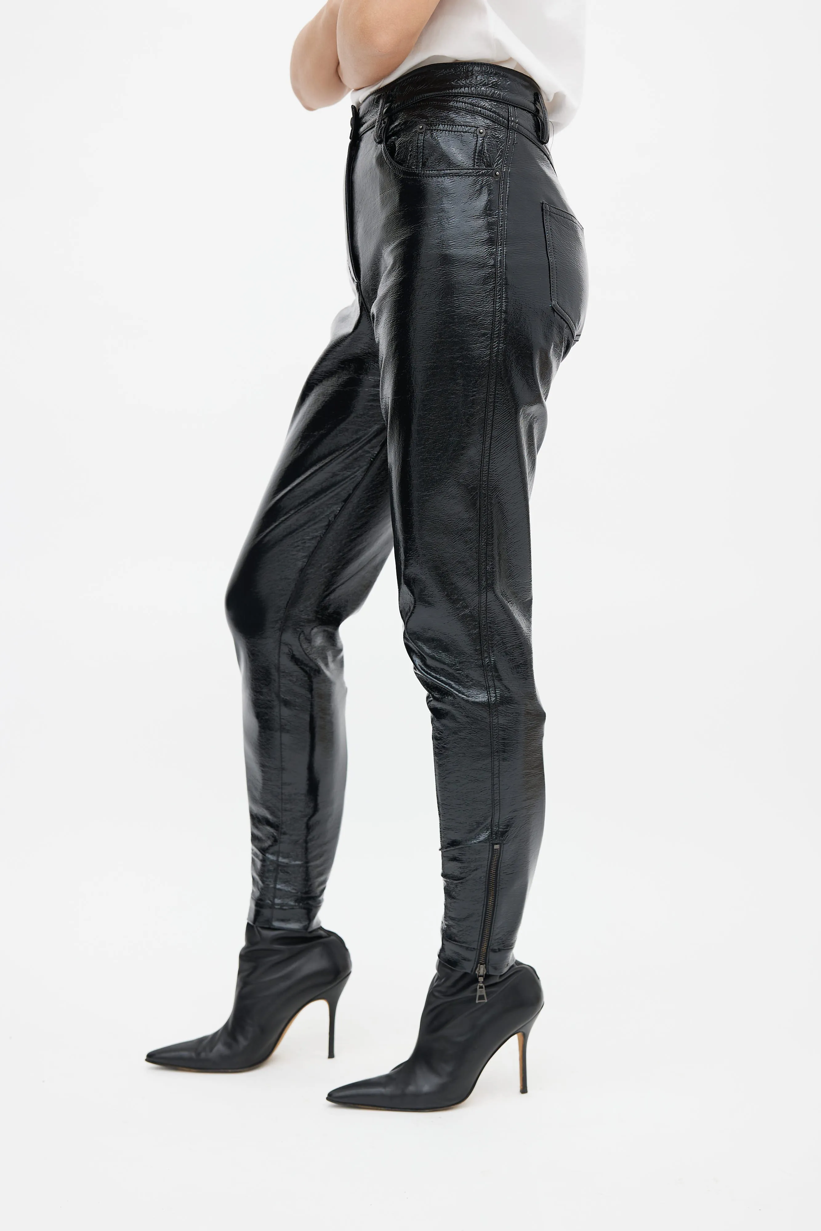 Black Crinkled Vinyl Pant