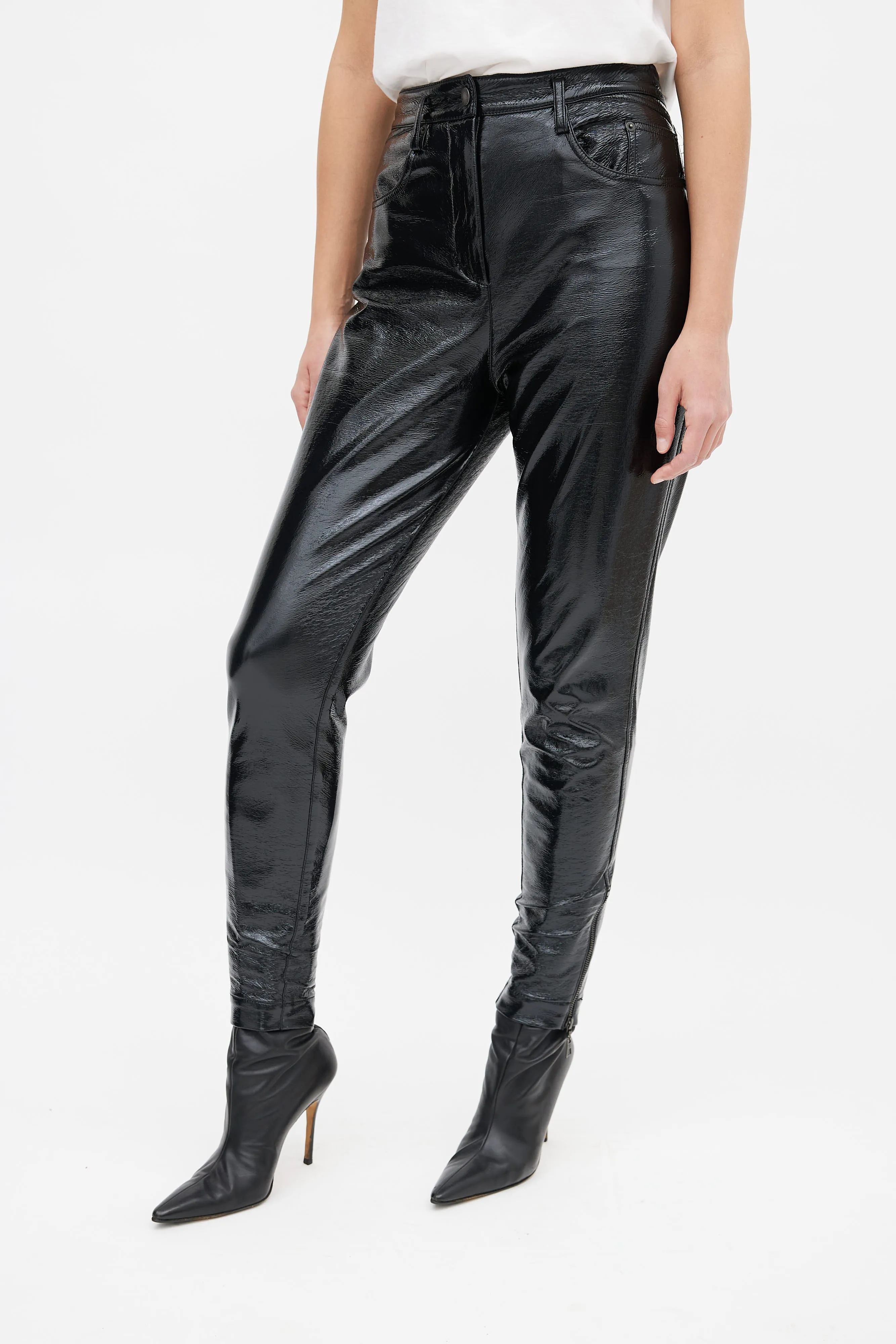 Black Crinkled Vinyl Pant
