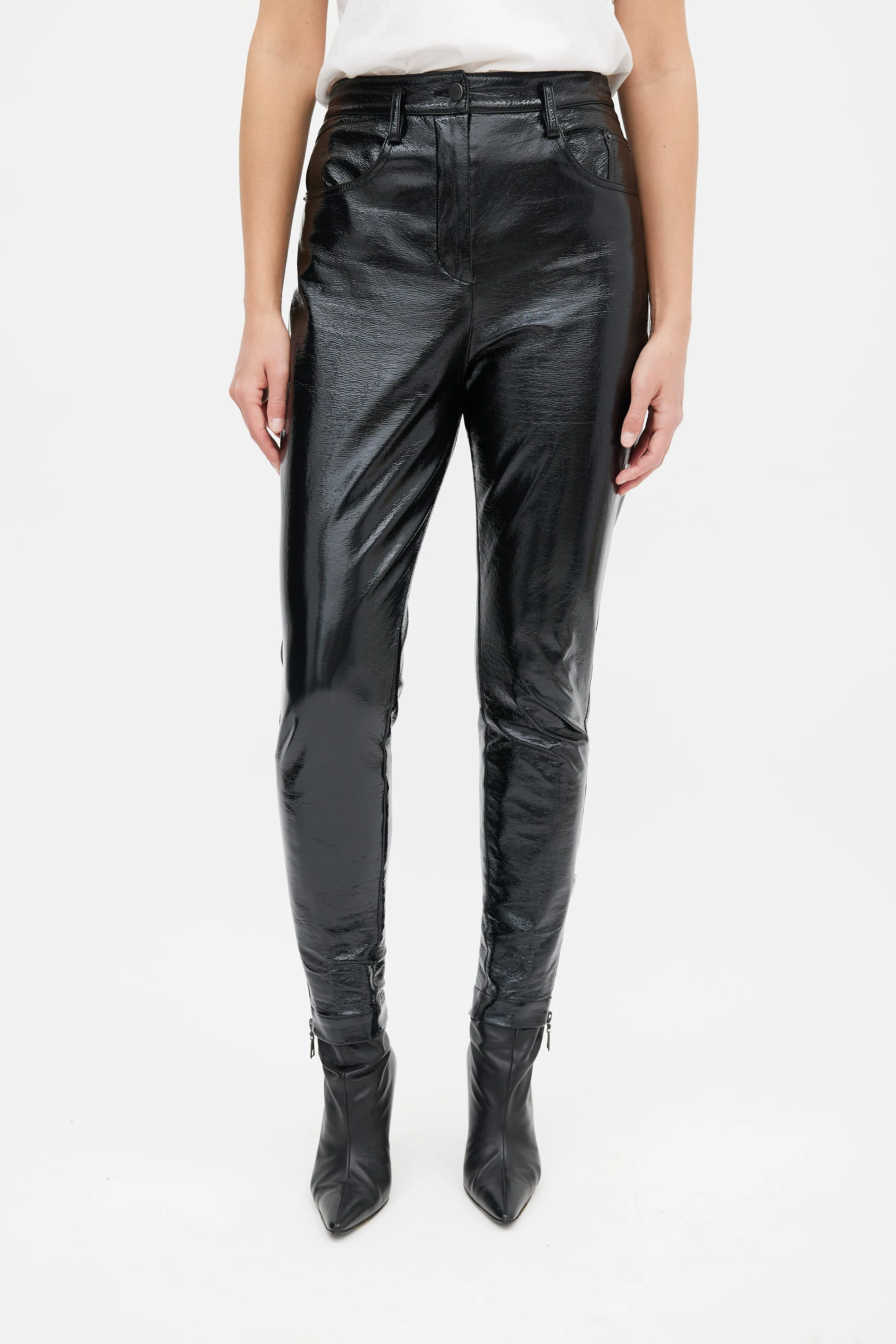 Black Crinkled Vinyl Pant