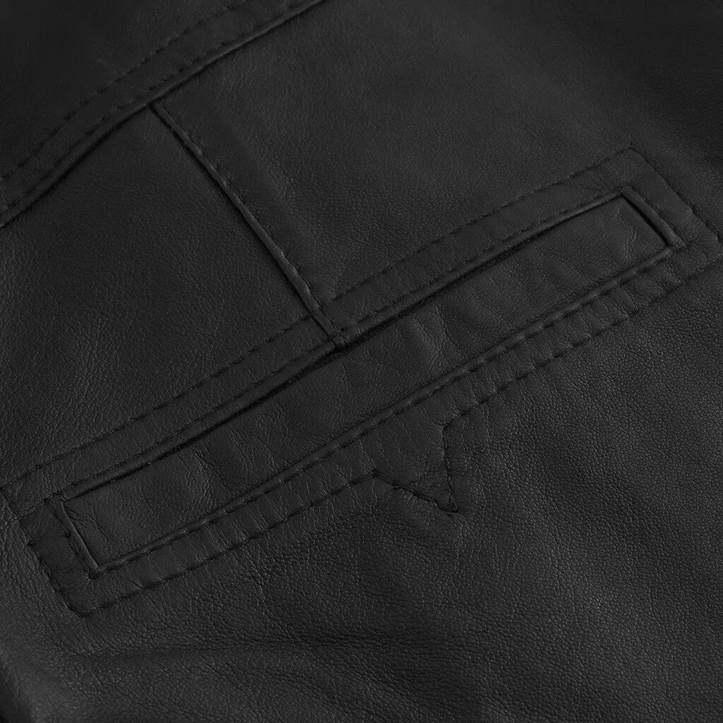 Boa leather pants - full length (HW) / 51158 - Black (Nero)