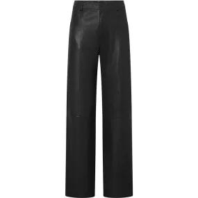 Boa leather pants - full length (HW) / 51158 - Black (Nero)