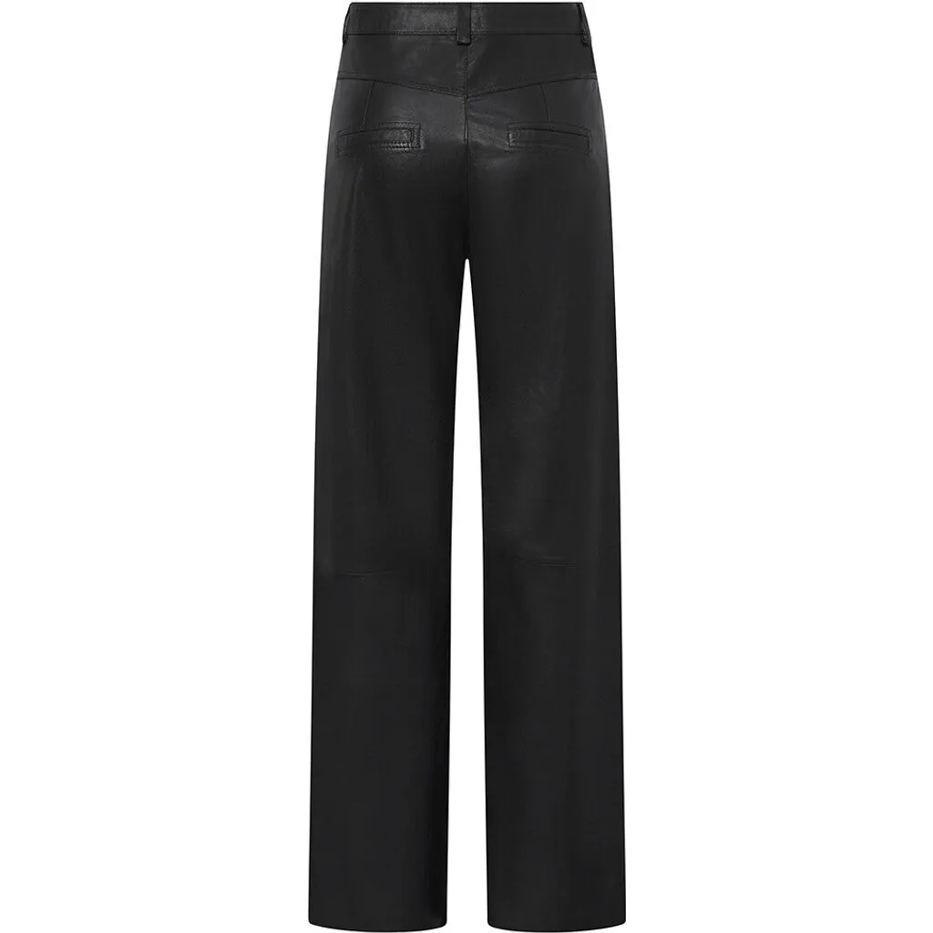 Boa leather pants - full length (HW) / 51158 - Black (Nero)
