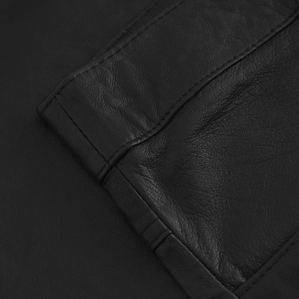 Boa leather pants - full length (HW) / 51158 - Black (Nero)