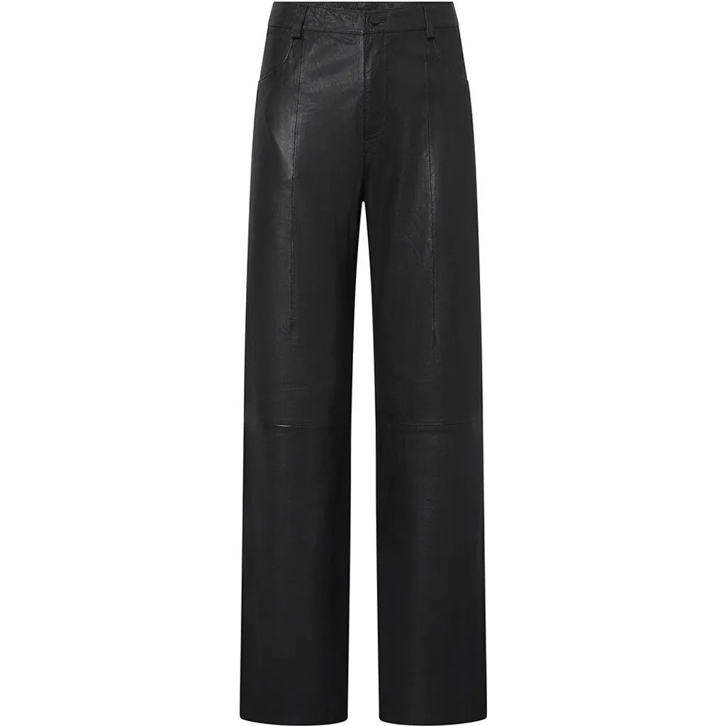 Boa leather pants - full length (HW) / 51158 - Black (Nero)