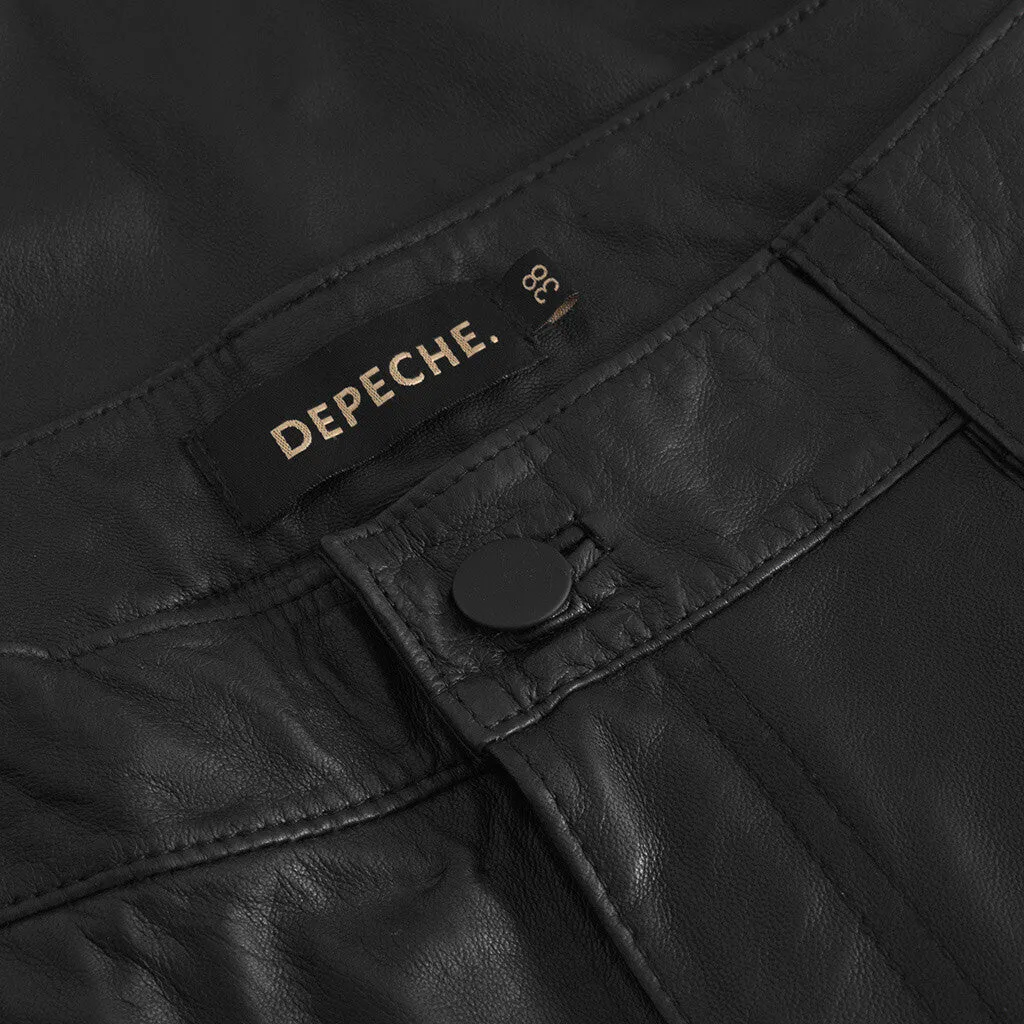 Boa leather pants - full length (HW) / 51158 - Black (Nero)