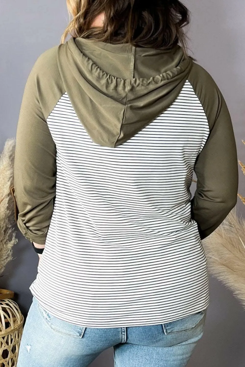 Chic plus size striped hoodie