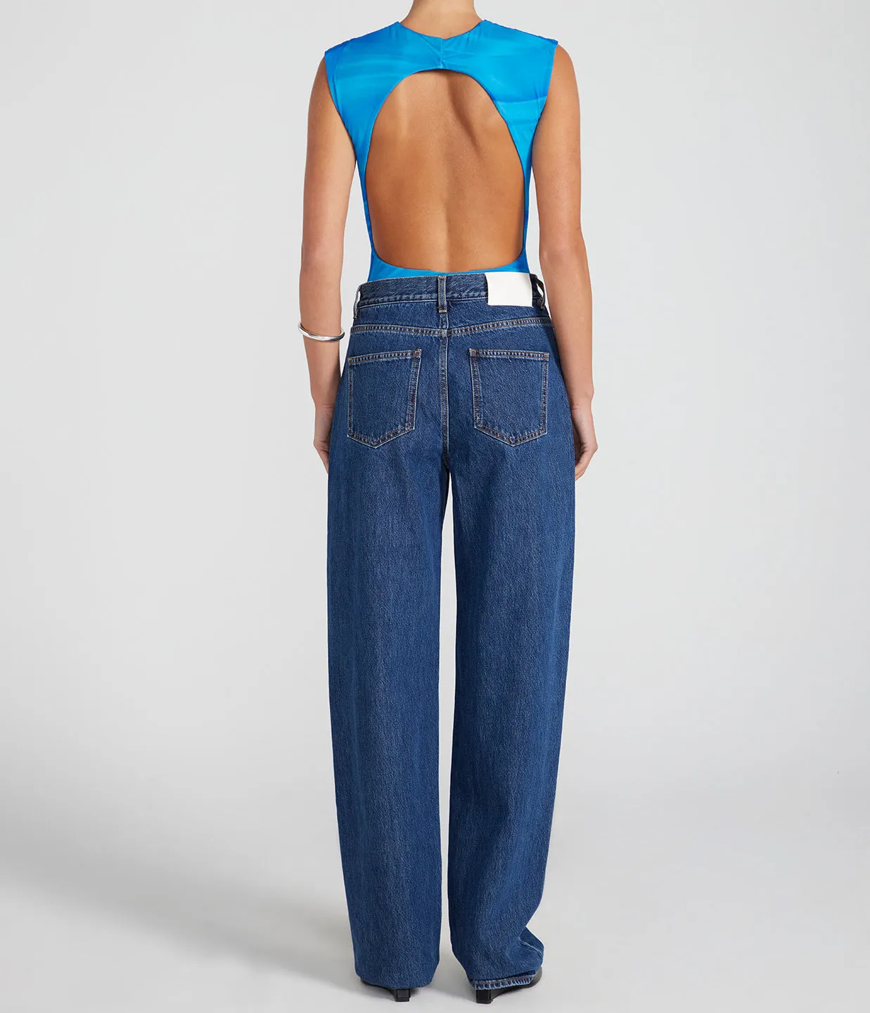 Circle Sleeveless Bodysuit in Ibiza Blue