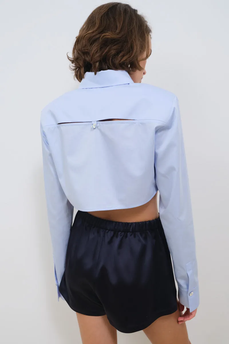 CROPPED POPLIN SHIRT WITH SHOULDER PADS