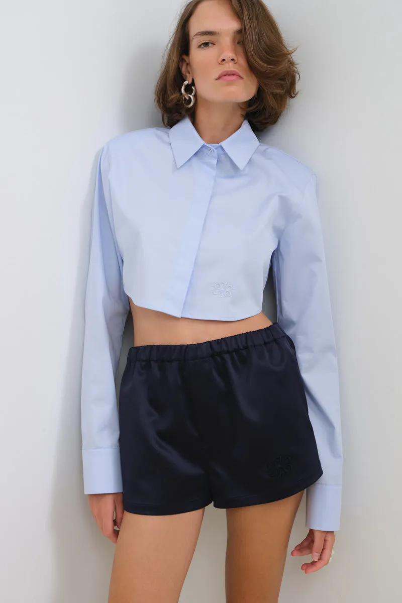 CROPPED POPLIN SHIRT WITH SHOULDER PADS