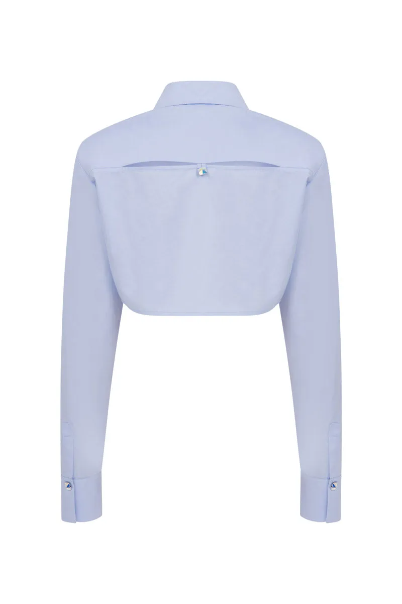 CROPPED POPLIN SHIRT WITH SHOULDER PADS