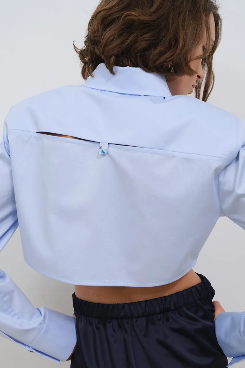 CROPPED POPLIN SHIRT WITH SHOULDER PADS