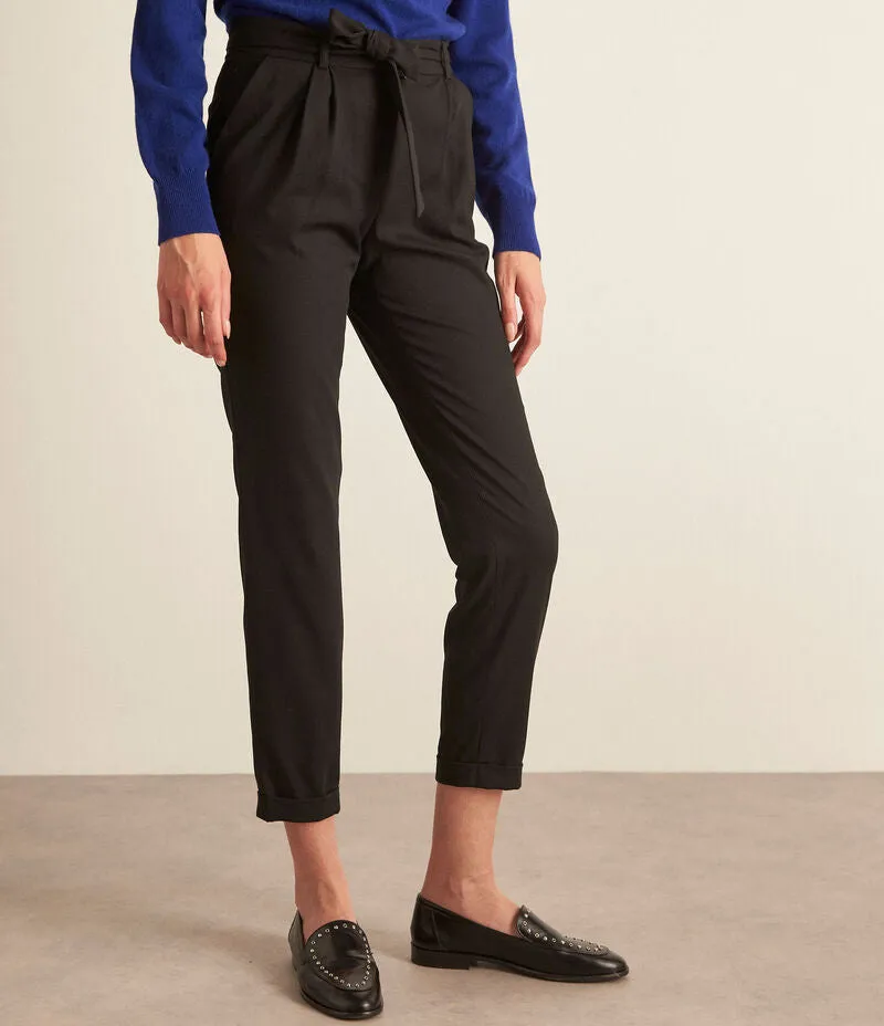 FEODORE BLACK HIGH-WAISTED CIGARETTE TROUSERS