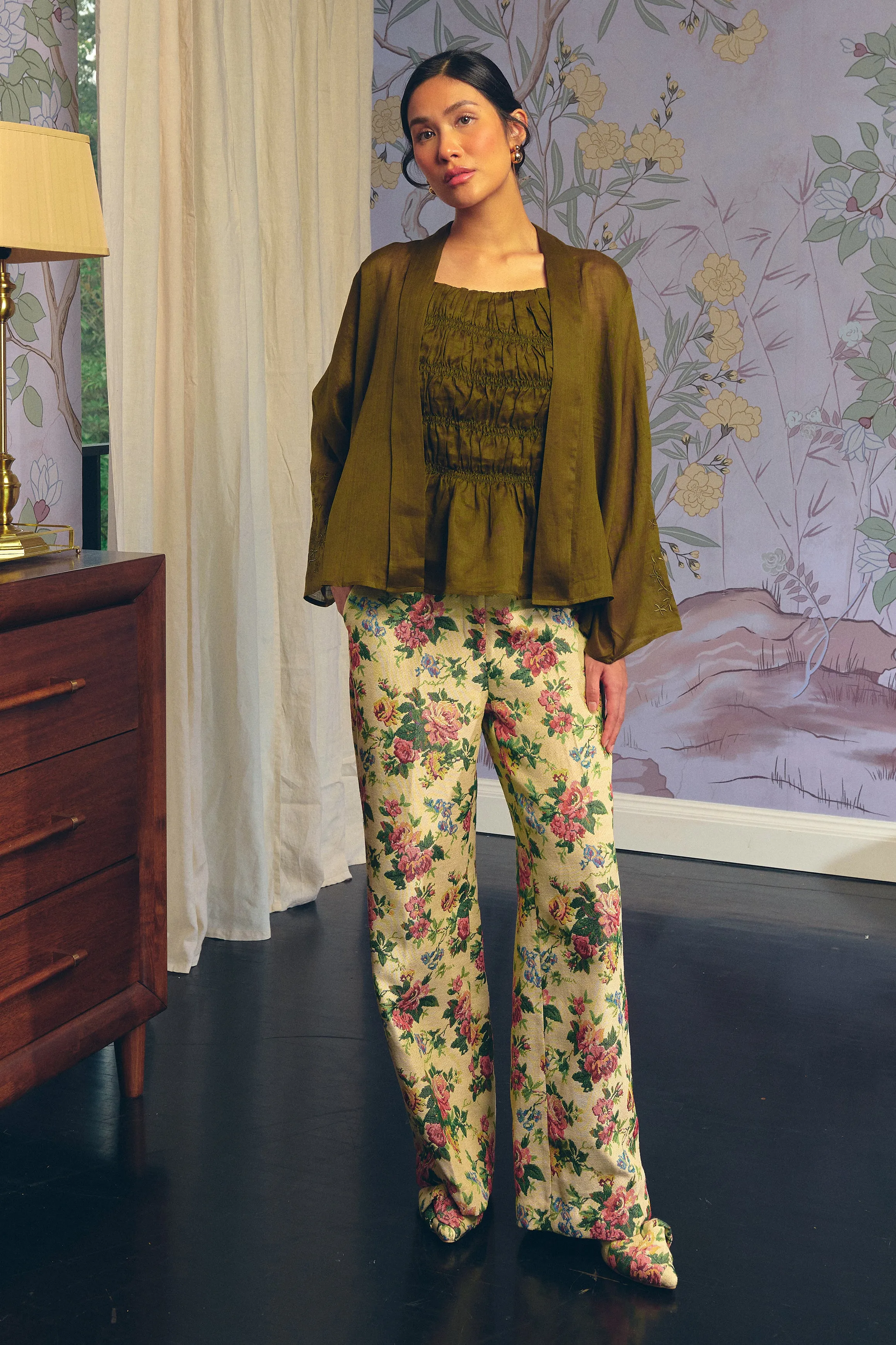 Heritage Brocade Trousers in Chamomile