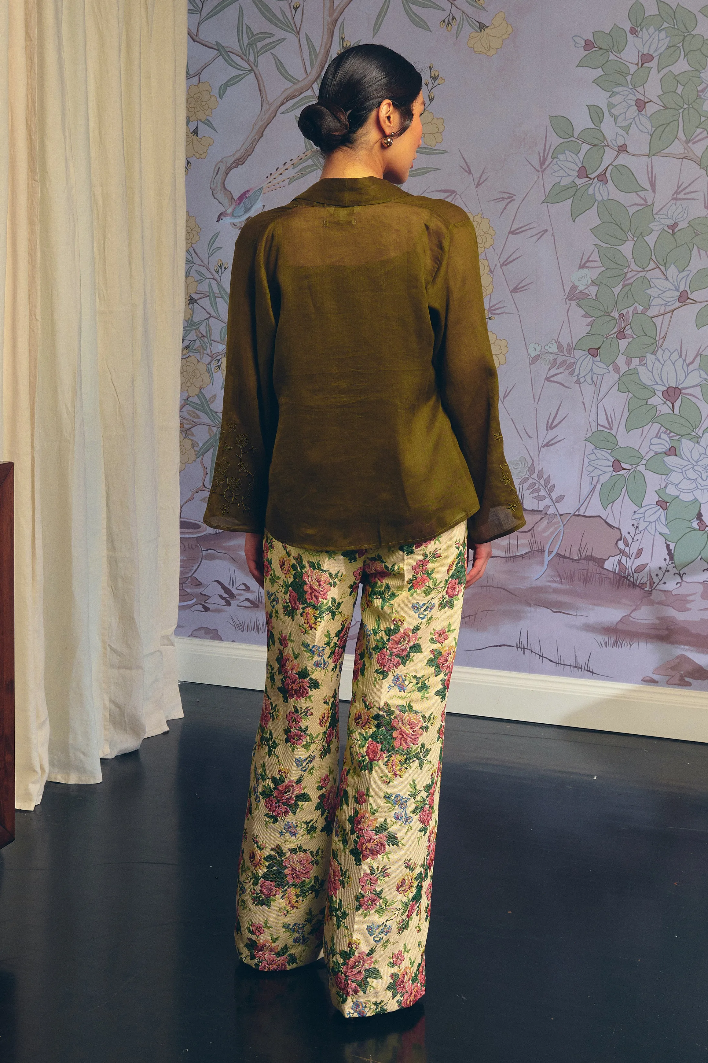 Heritage Brocade Trousers in Chamomile