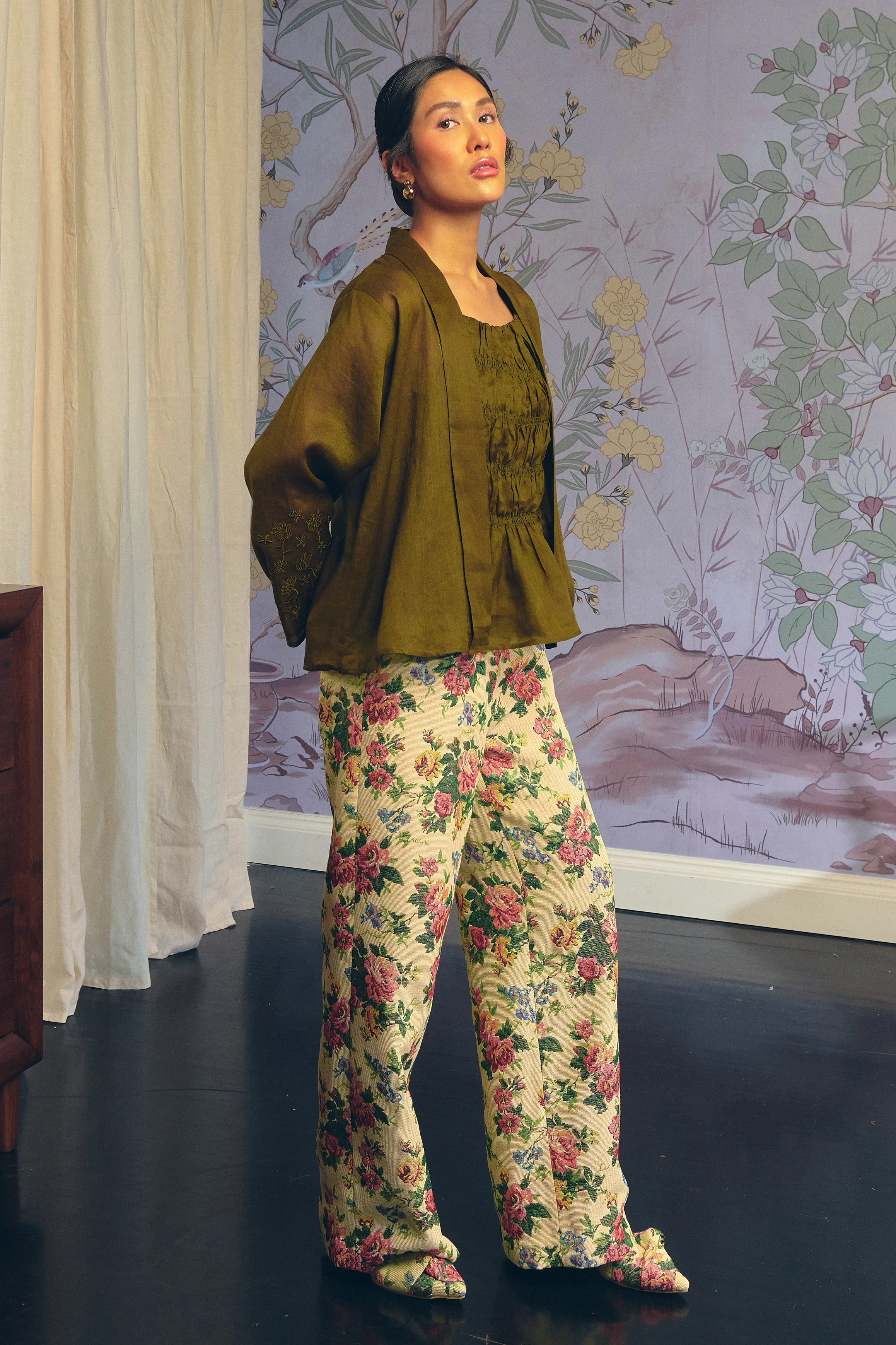 Heritage Brocade Trousers in Chamomile