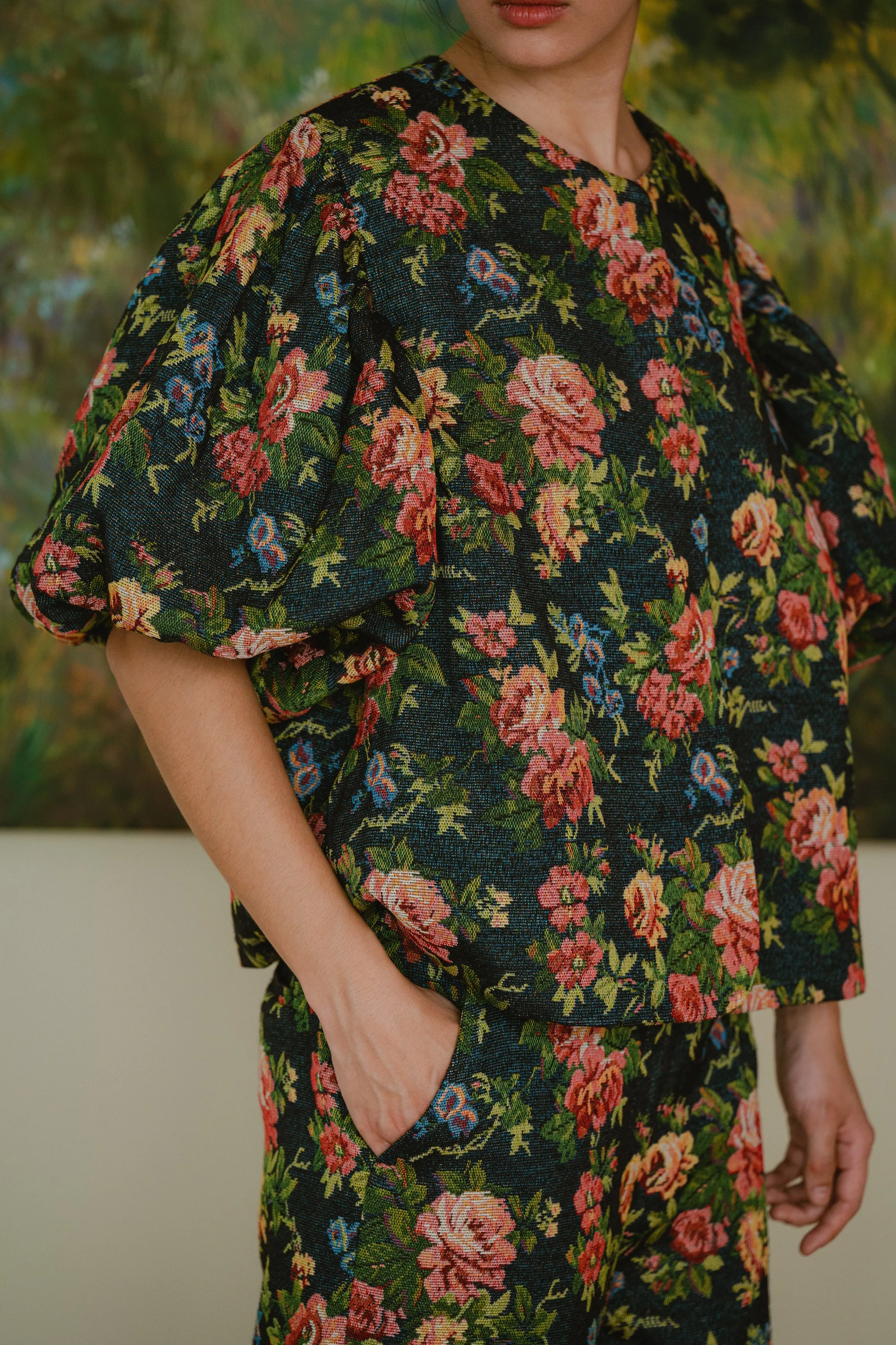 Heritage Brocade Trousers in Earl Grey