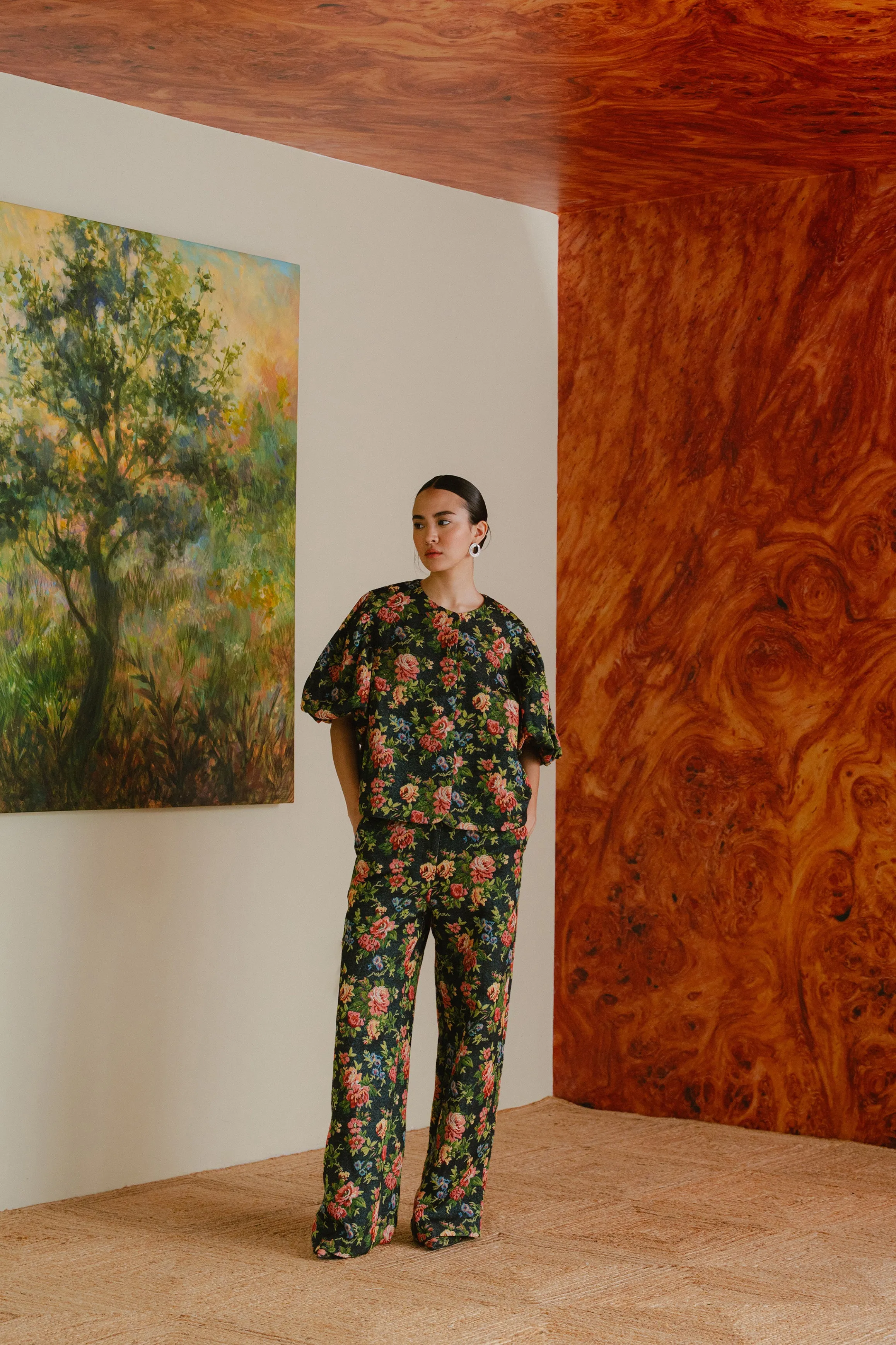 Heritage Brocade Trousers in Earl Grey