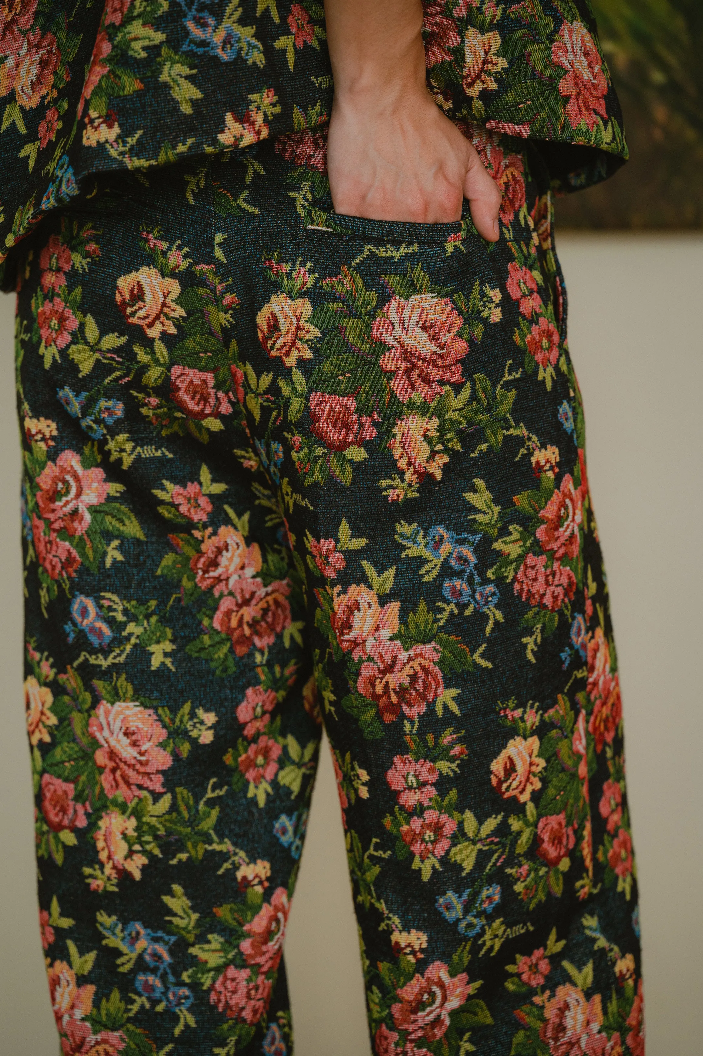 Heritage Brocade Trousers in Earl Grey