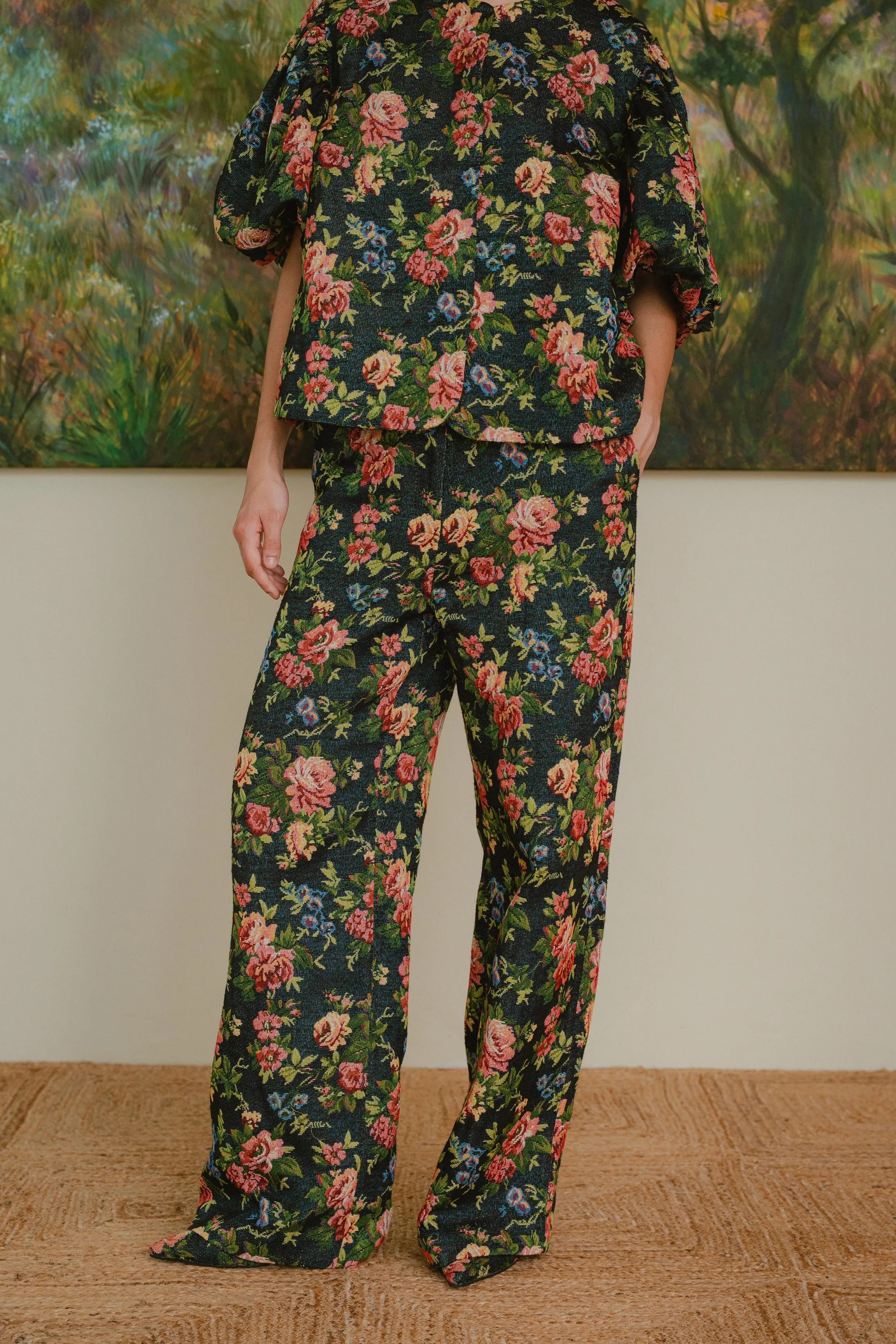 Heritage Brocade Trousers in Earl Grey