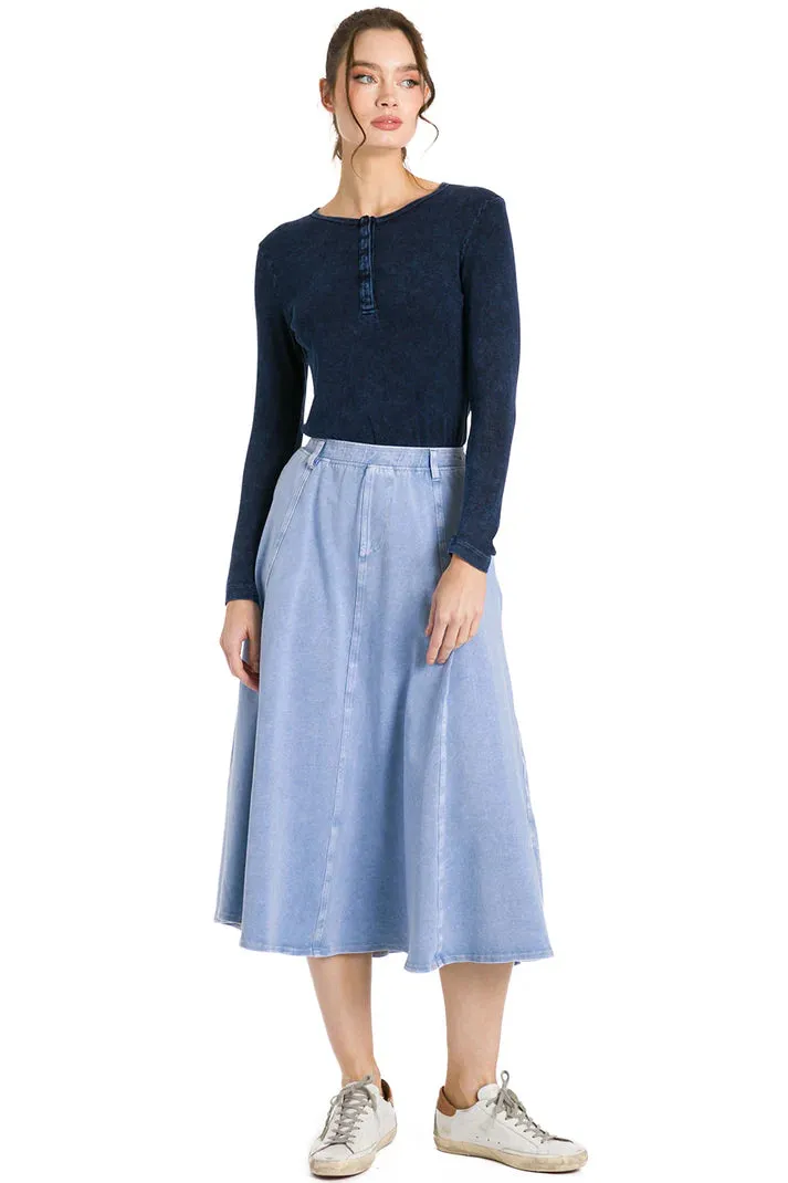Jean Panel Midi Skirt with Pockets
