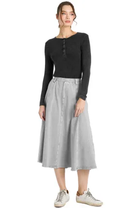 Jean Panel Midi Skirt with Pockets