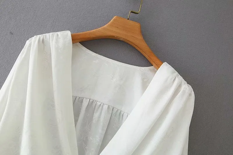 KNOT JACQUARD CROPPED BLOUSE
