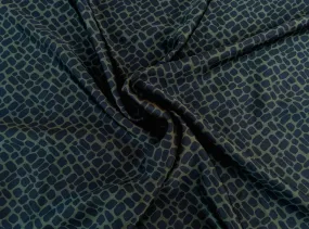 Lightweight stretch satin fabric by the yard -  Green square pattern