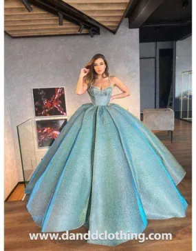 Luxury Evening Dress Light Blue Full Length