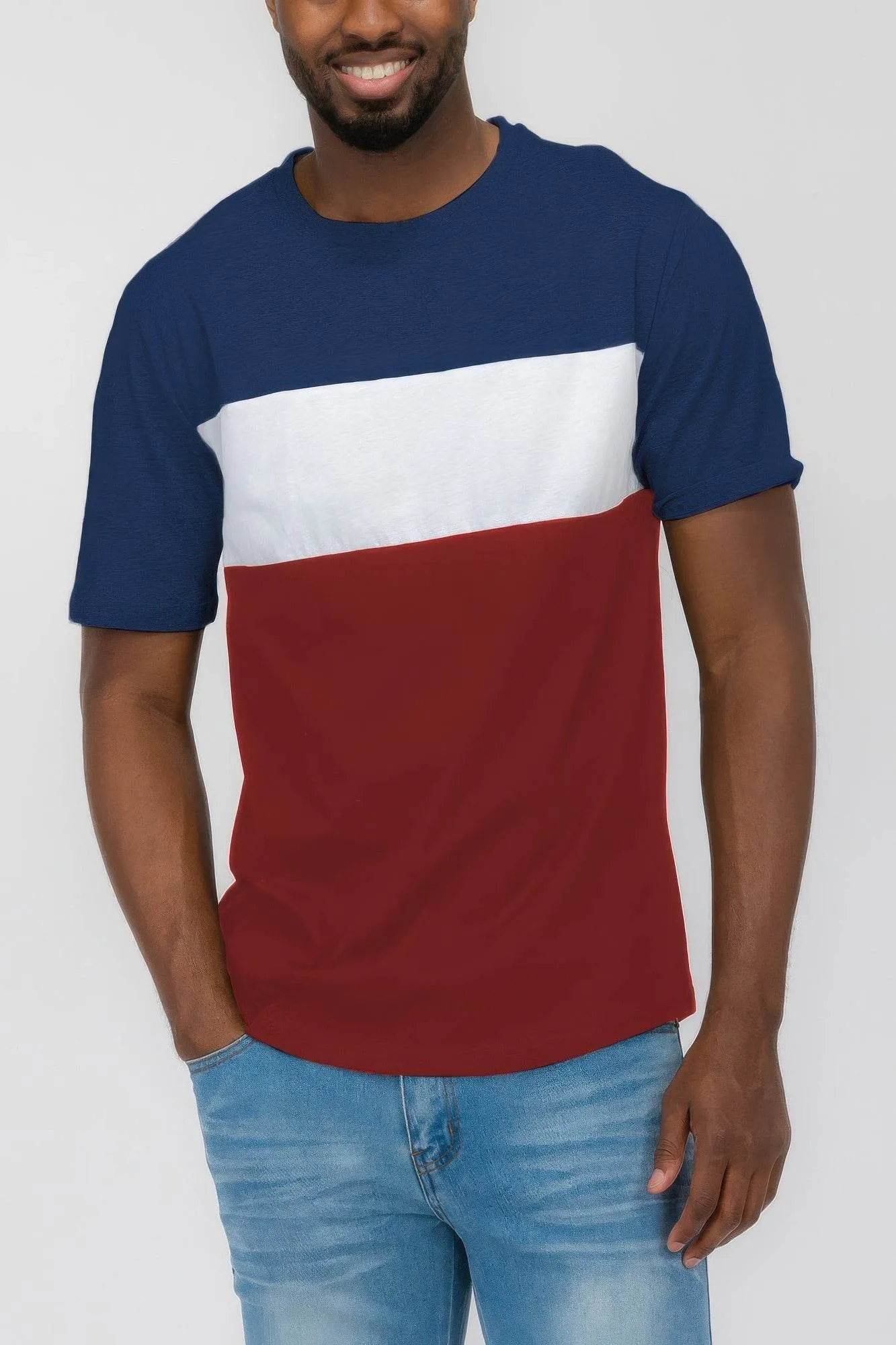 Mens Color Block Short Sleeve Tshirt