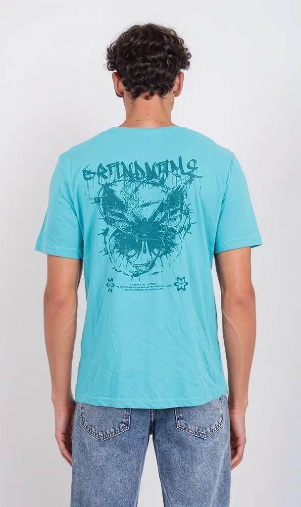 o203090 - Sky Blue Printed T-Shirt - Urban Statement