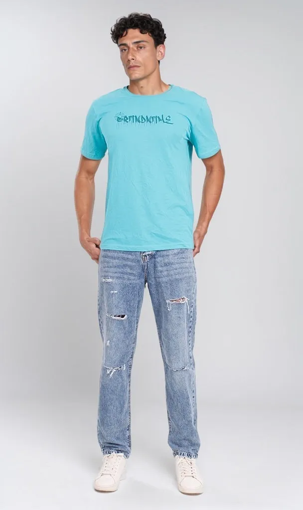 o203090 - Sky Blue Printed T-Shirt - Urban Statement