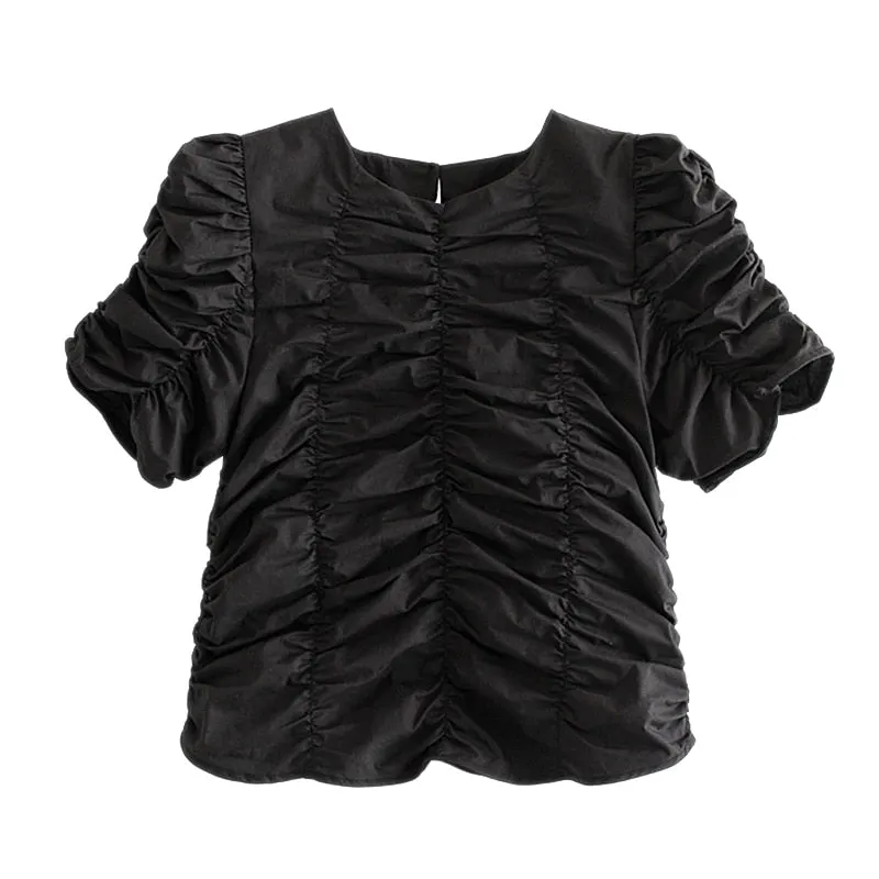 PLEATED CROPPED BLOUSE
