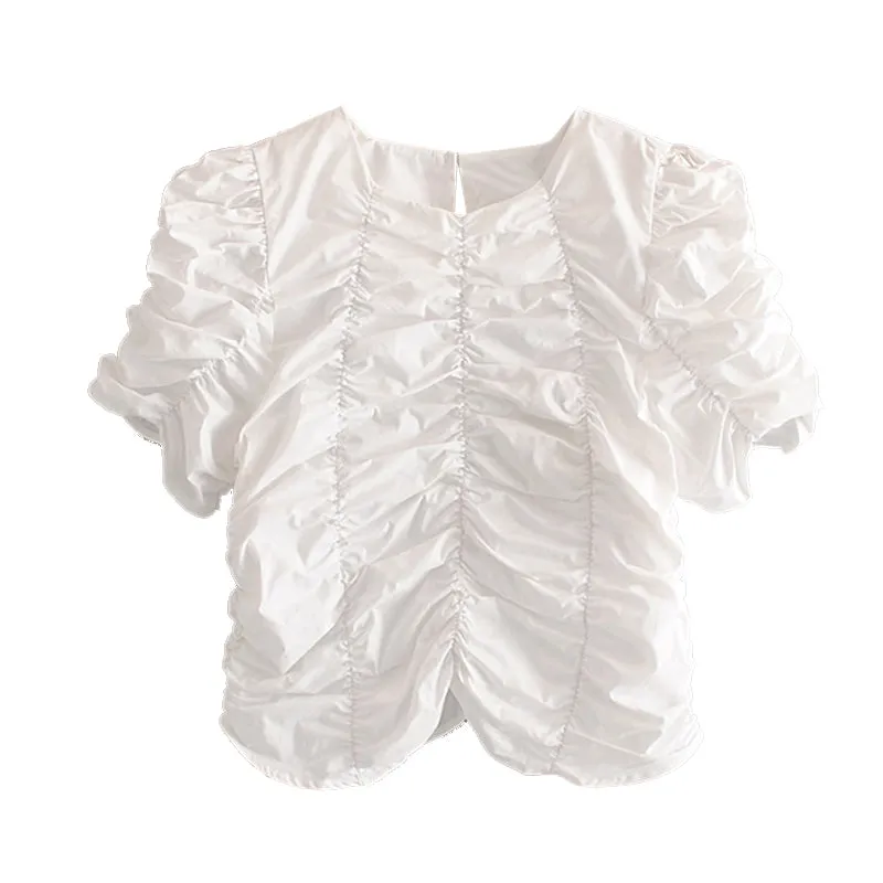 PLEATED CROPPED BLOUSE