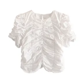 PLEATED CROPPED BLOUSE