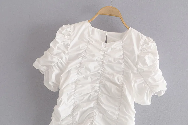PLEATED CROPPED BLOUSE