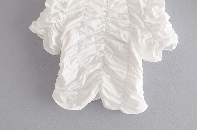 PLEATED CROPPED BLOUSE