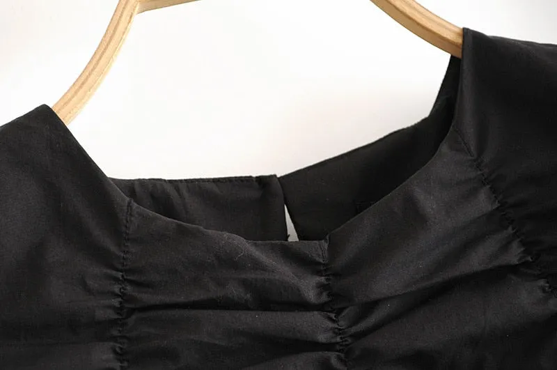 PLEATED CROPPED BLOUSE