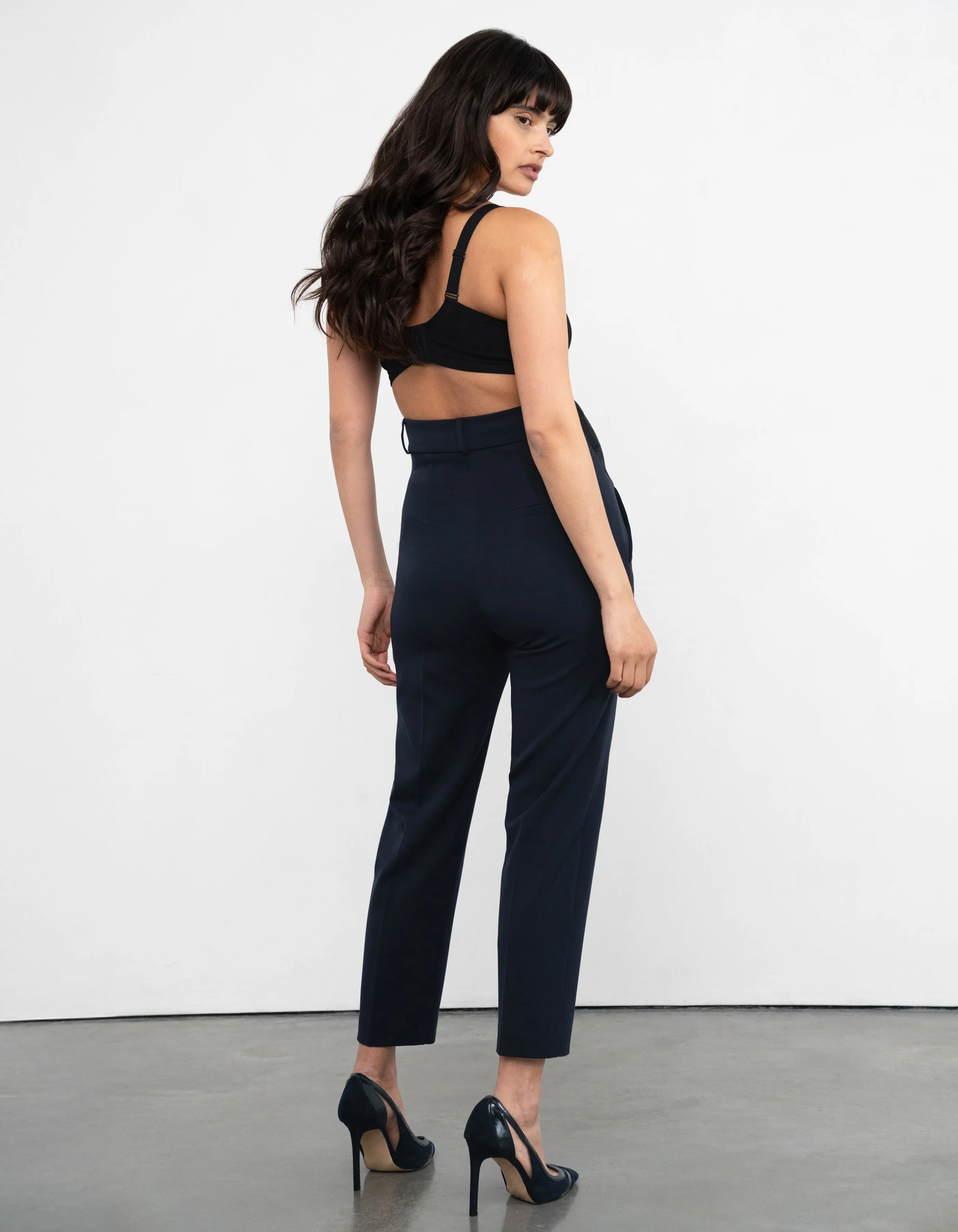 Tapered Navy Maternity Trousers